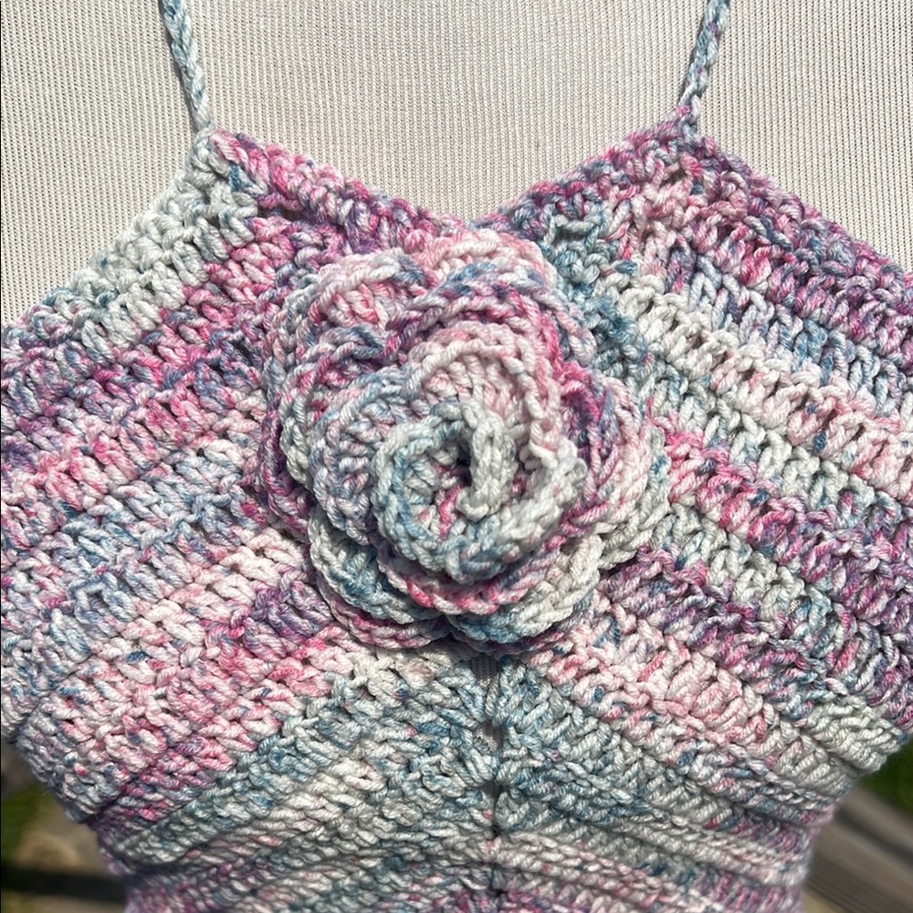 Handmade Crochet Halter Top - Pink and Grey - Picture 6 of 6